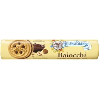 Biocchi Galletas Rellenas de Crema de Avellanas y Cacao Mulino Bianco