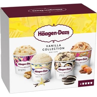 Vanilla Collection Tarrinas de Crema de Helado de Vainilla Variedades Surtidas 4 Unidades  Haagen-dazs 380 ML