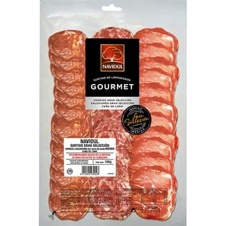 Surtido Gourmet Gran Selección Chorizo + Salchichón Extra Ibéricos + Lomo Embuchado en Lonchas sin Gluten Navidul