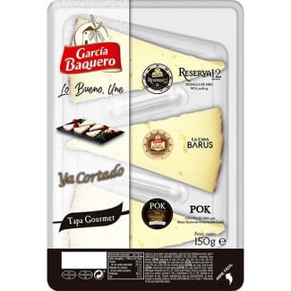 Tapa Gourmet Selección de Quesos Reserva 12, la Cava Barus y Pok Elaborados con Leche Pasteurizada, Cruda y Termizada Ya Cortados Garcia Baquero