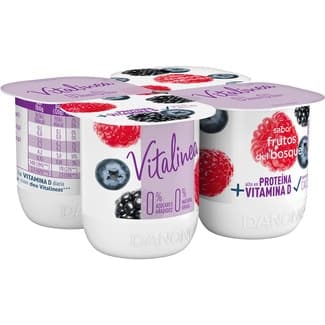Yogur Sabor Frutos del Bosque Desnatado 0% M.g. 0% Azúcares Añadidos Pack 4 Danone Vitalinea