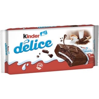 Bizcocho con Leche y Cobertura de Chocolate 10 Unidades Kinder Delice