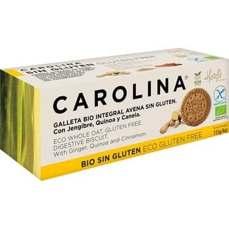 Bio Galleta Integral de Avena Ecológica con Jengibre, Quinoa y Canela sin Gluten Carolina