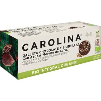 Bio Integral Organic Galletas Ecológicas con Chocolate, 6 Semillas y Azúcar Moreno de Caña con Azúcar Moreno de Caña Carolina