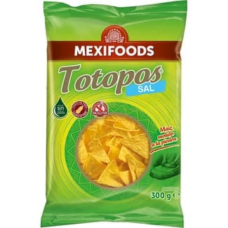 Totopos Nachos de Maíz Fritos Sabor Natural sin Gluten  Mexifoods 300 G