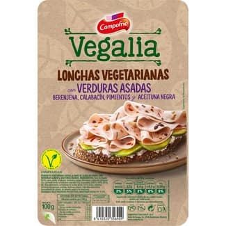Vegalia Lonchas Vegetarianas con Veduras Asadas Berenjena, Calabacín, Pimientos y Aceituna Negra sin Gluten sin Lactosa Campofrio