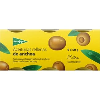 Aceitunas Rellenas de Anchoa Pack 6  el Corte Ingles 50 G