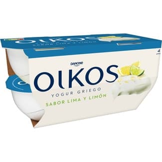 Yogur Griego Sabor Lima y Limón sin Gluten Pack 4  Danone Oikos 110 G