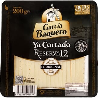 Reserva 12 Queso Añejo Mezcla Madurado Elaborado con Leche Pasteurizada Ya Cortado 9 Meses de Maduración Garcia Baquero
