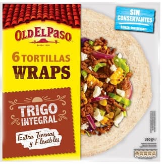 Tortillas Wrap de Trigo Integral Extra Tiernas 6 Unidades  OLD el Paso 350 G