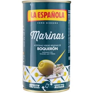Aceitunas Verdes Rellenas de Boquerón Aliñadas con Vinagre, Ajo y Perejil Marinas la Española
