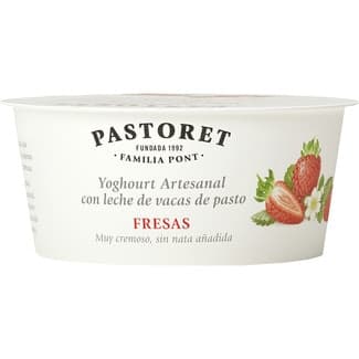 Yogur con Fresas Azucarado Artesano Cremoso con Leche de Vacas de Pasto sin Gluten Pastoret