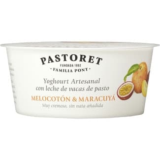 Yogur con Melocotón y Maracuyá Azucarado Tesano Cremoso con Leche de Vacas de Pasto sin Gluten Pastoret 125 G