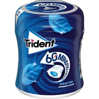 60 Minutes Of Freshness Chicle Sabor a Menta Peppermint sin Azúcar  Trident 68.2 G