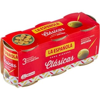 Aceitunas Rellenas de Anchoa Clásicas Pack 3  la Española 50 G