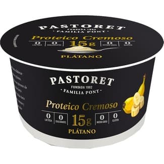 Yogur con Proteínas Cremoso con Plátano Desnatado 0% M.g. sin Gluten sin Lactosa Pastoret