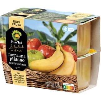 Compota de Manzana y Plátano 100% Fruta sin Gluten Pack 4 Pom'bel
