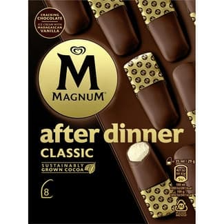 After Dinner Classic Bombón Helado de Vainilla con Chocolate sin Gluten 8 Unidades Magnum
