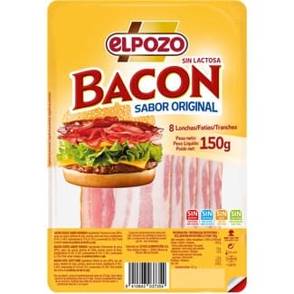 Bacon Sabor Original en Lonchas sin Gluten sin Lactosa Elpozo