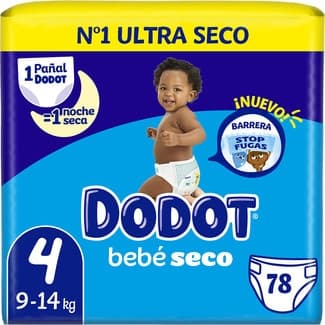 Bebé-seco Pañales de 9 a 14 Kg Talla 4  Dodot 78 Unidades