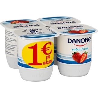 Yogur Sabor Fresa sin Gluten Pack 4 Danone