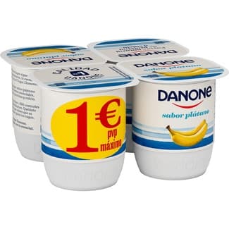 Yogur Sabor Plátano sin Gluten Pack 4 Danone