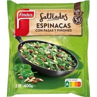 Tradicionales Espinacas con Pasas y Piñones 2 Raciones  Findus 400 G