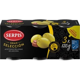 Aceitunas Rellenas de Anchoa Pack 3 Serpis Gran Seleccion