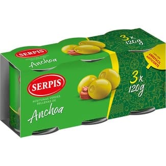 Aceitunas Rellenas de Anchoa Pack 3 Serpis