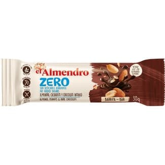 Zero Barrita de Almendra, Cacahuete y Chocolate Intenso sin Gluten y sin Azúcares Añadidos el Almendro 120 G