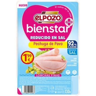 Bienstar Pechuga de Pavo bajo en Grasa Reducido en Sal en Lonchas Finas sin Gluten sin Lactosa