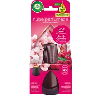 Ambientador Automático Difusor Nube Perfumada Flor de Cerezo & Frambuesa con Aceites Esenciales Recambio AIR Wick