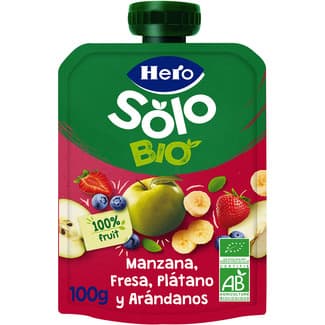 Bolsita de Manzana, Fresa, Plátano y Arándanos Ecológica desde 4 Meses Hero Solo