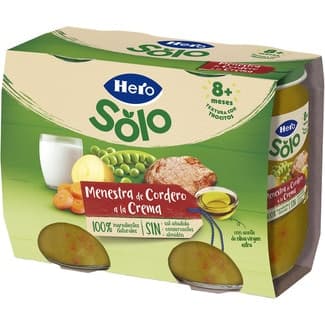 Tarritos de Menestra de Cordero a la Crema con Trocitos sin Gluten desde 8 Meses Pack 2 Hero Solo