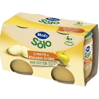 Tarritos de Compota de Manzana Golden sin Gluten y sin Azúcar Añadido desde 4 Meses Pack 2 Hero Solo