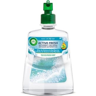 Ambientador Automático Difusor Active Fresh Olas de Océano & Sal Marina con Aceites Esenciales Recambio AIR Wick