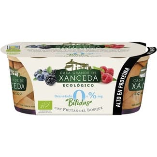 Yogur con Frutas del Bosque Desnatado 0,4 M.g. sin Gluten Ecológico Pack 2 Casa Grande de Xanceda