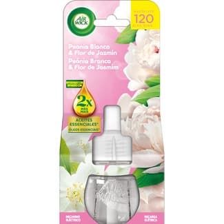 Ambientador Eléctrico Difusor Inteligente Peonía Blanca & Flor de Jazmín con Aceites Esenciales Recambio AIR Wick