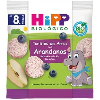 Tortitas de Arroz con Arándanos Ecológicas sin Gluuten y sin Azúcar Añadidos desde 8 Meses Hipp Biologico