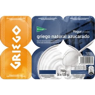 Yogur al Estilo Griego Natural Azucarado Pack 6  el Corte Ingles 125 G