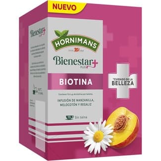 Bienestar +plus Biotina Infusión de Manzanilla, Melocotón y Regaliz sin Teína Hornimans