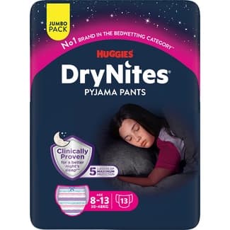 Teen Braguitas de Noche Absorbentes para Niñas 8-13 Años 30-48 Kg Talla Grande Huggies DRY Nites