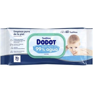 Toallitas Húmedas Infantiles Loción Ligera con 99% Agua 0% Alcohol y Perfume  Dodot 60 Unidades