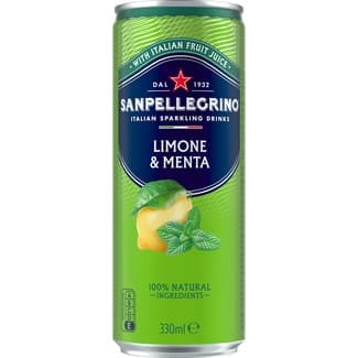 Agua Mineral Natural con Gas con Sabor Limón y Menta  SAN Pellegrino 33 CL