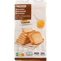 Biscote Integral Eroski, 72 Rebanadas, Paquete 540 G