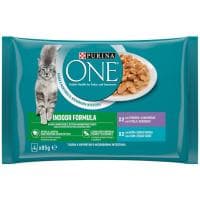 Alimento de Ternera-atún Gato Indoor Purina One, Pack 4x85 G