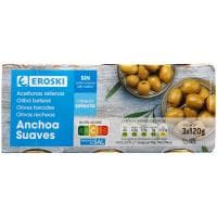 Aceituna Rellena Suave Eroski, Pack 3x50 G