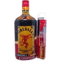 Whisky Fireball, Botella 70cl+4 Vasos Chupito+1 Miniatura