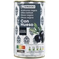 Aceitunas Negras con Hueso Eroski, Lata 185 G
