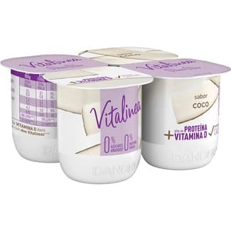 Yogur Sabor Coco Desnatado 0% M.g. 0% Azúcares Añadidos sin Gluten Pack 4 Danone Vitalinea